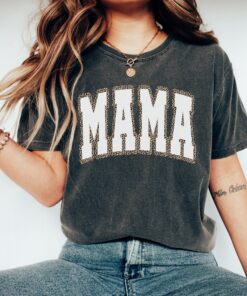 vintage mama leopard print shirt retro varsity tee for new moms cute pregnancy announcement mothers day shirt zjrhm