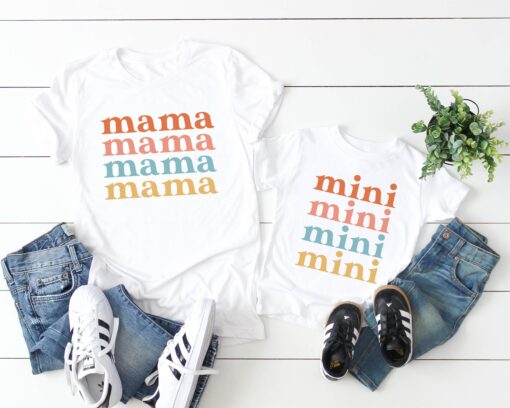 vintage mama mini shirt matching mom life outfit for mama and me cute retro t shirts for mother and child namic