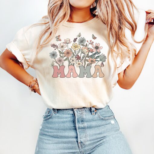 vintage mama shirt with wildflowers for new moms cute mothers day shirt and birthday gift for mom llbcd