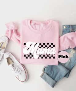 vintage mama sweatshirt and checkered hoodie cute mom outfit for motherhood life apparel happy mothers day gift qix21