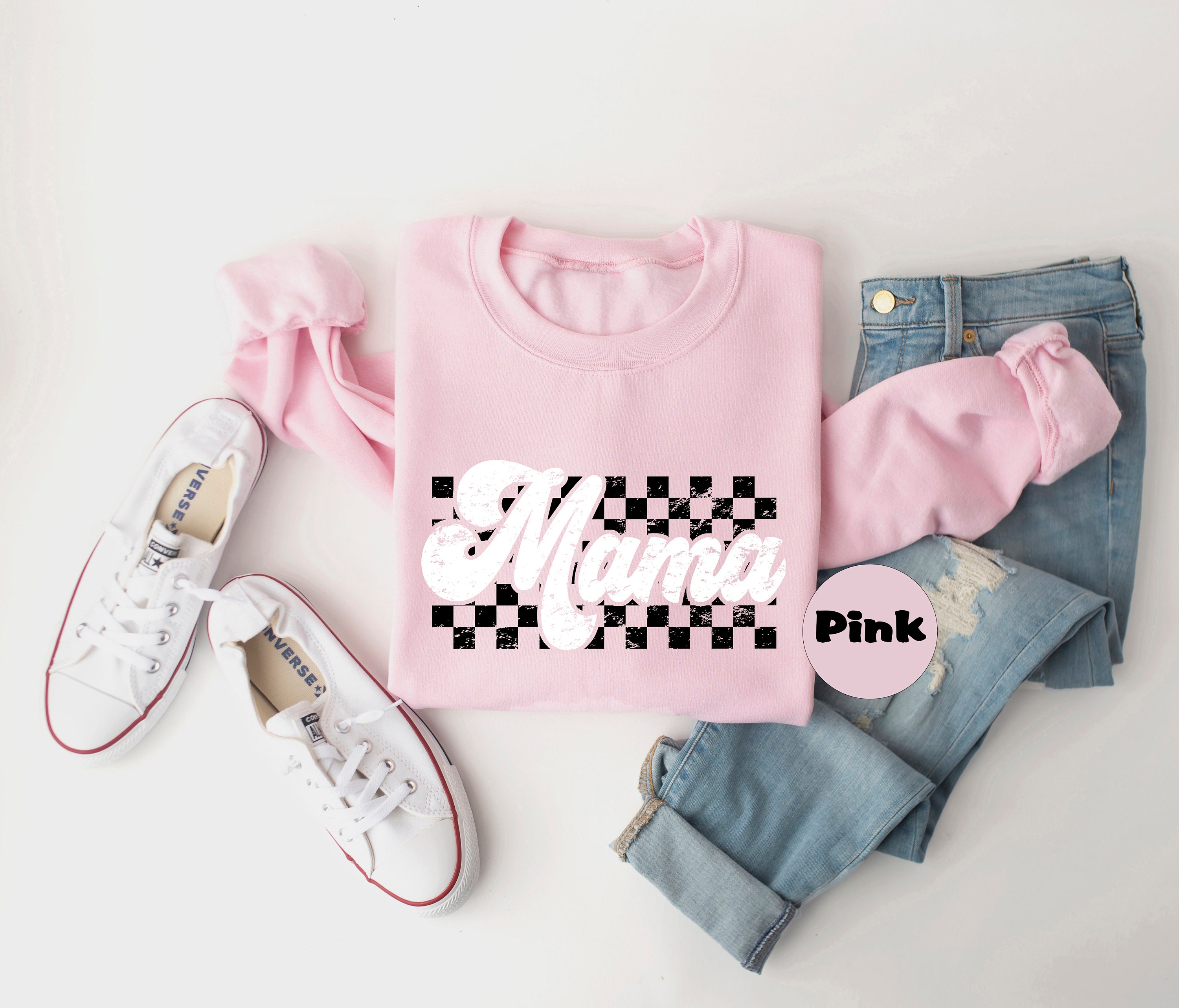 vintage mama sweatshirt and checkered hoodie cute mom outfit for motherhood life apparel happy mothers day gift qix21 scaled