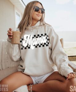 vintage mama sweatshirt cute mom hoodie retro checkers design cool mom shirt stylish mama apparel for everyday wear n4w6s