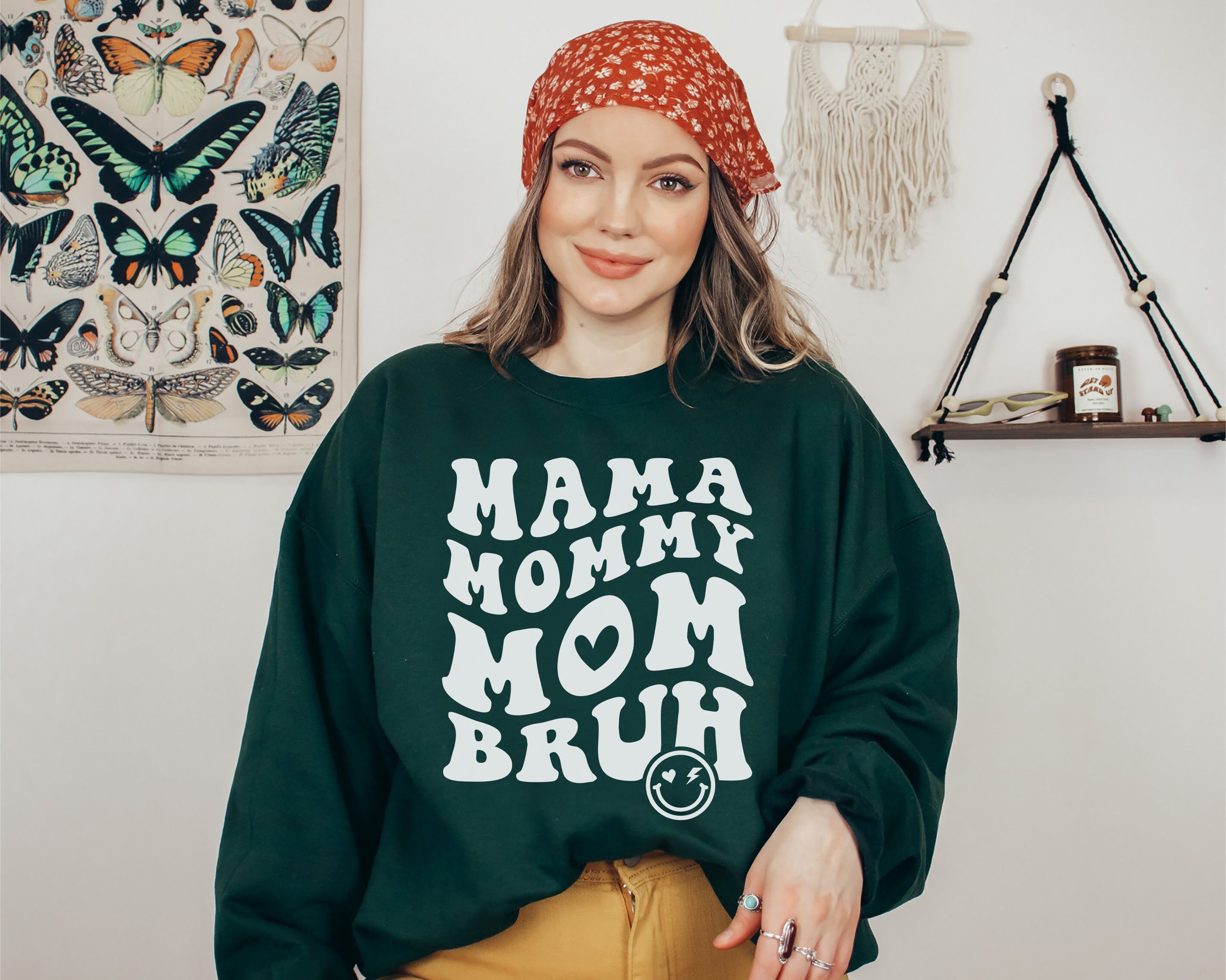 vintage mama sweatshirt funny mom shirt boho style for motherhood cute mom life apparel bphke scaled