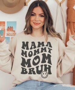 vintage mama sweatshirt funny mom shirt boho style for motherhood cute mom life apparel wxhlc