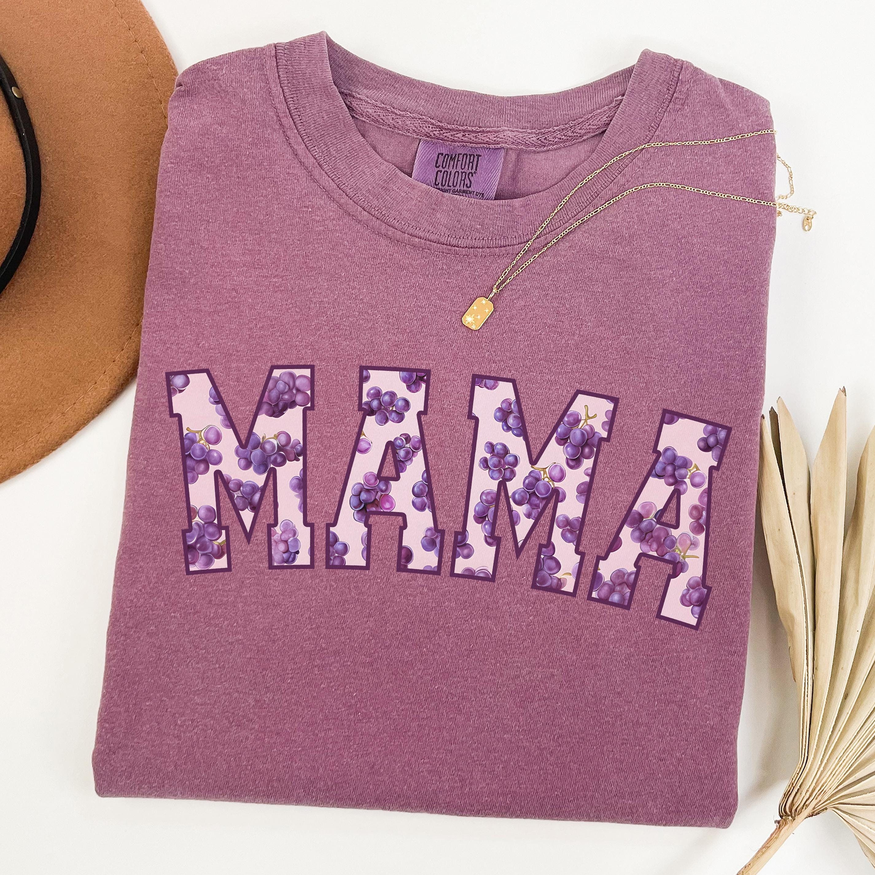 vintage mama t shirt for first mothers day gift new mom announcement cute mom life shirt with grapes design zqqtc