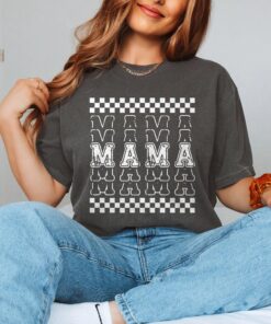 vintage mama t shirt retro checkered design for mothers day birthday gift cute mom life tee rrlkt