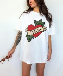 vintage mama tattoo graphic tee shirt for women edgy retro mom life inked design oversized grunge style t shirt q7qbs