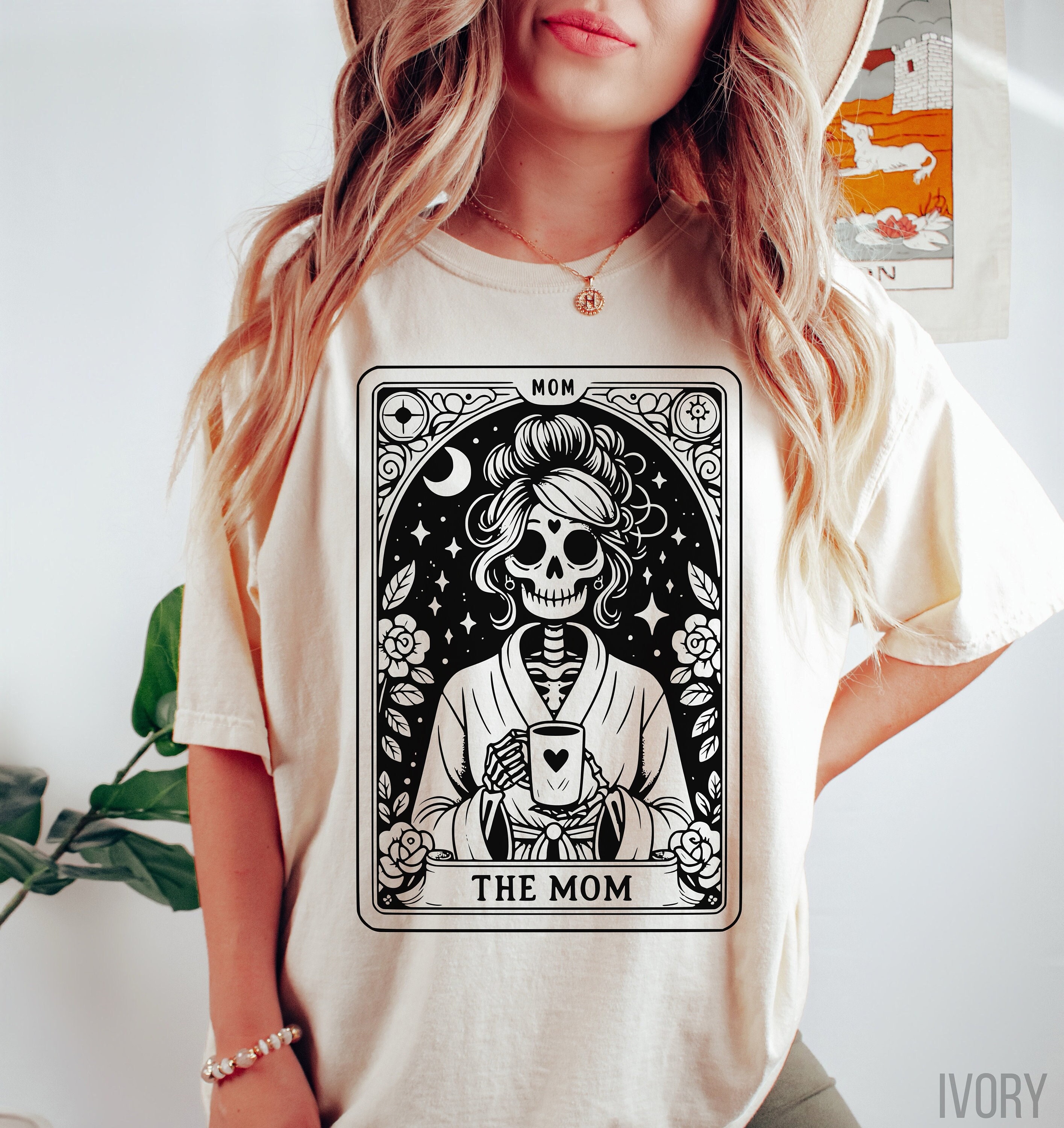 vintage mom tarot card shirt for coffee lovers unisex cute skeleton mom t shirt unique gift for tarot fans ekno9 scaled