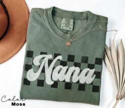 vintage nana shirt for birthday gift pregnancy announcement baby reveal retro checkerboard design myyjx