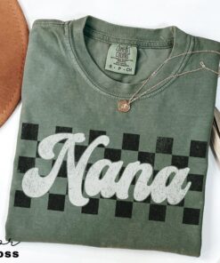 vintage nana shirt for birthday gift pregnancy announcement baby reveal retro checkerboard design myyjx