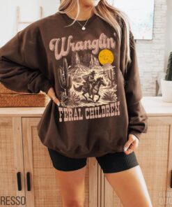 vintage raccoon sweatshirt with retro 90s western graphics funny feral children shirt for toddler and kids fs51s