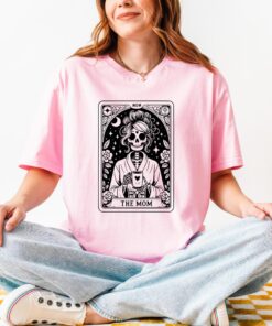 vintage skeleton mom tarot card shirt for coffee lovers cute mom life tee unique gift for moms and tarot enthusiasts ioplt