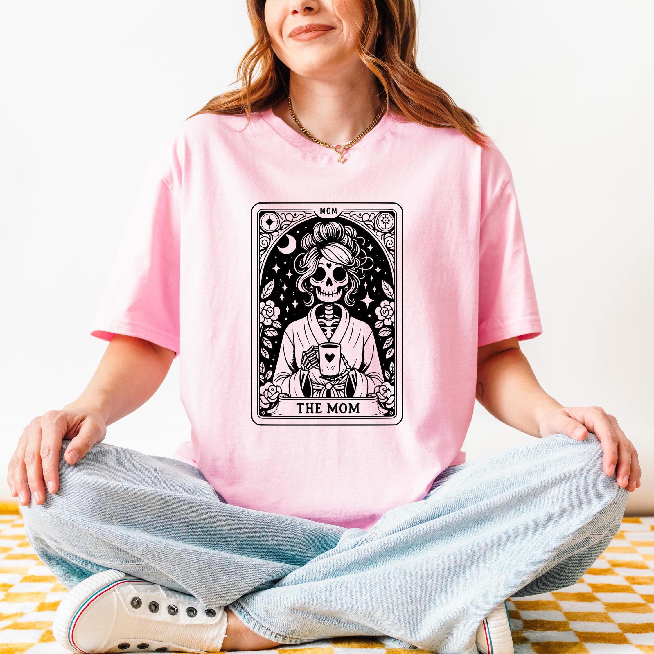 vintage skeleton mom tarot card shirt for coffee lovers cute mom life tee unique gift for moms and tarot enthusiasts ioplt