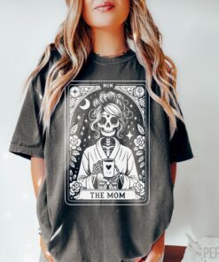 vintage skeleton mom tarot card shirt for coffee lovers unisex cute mom life t shirt unique gift for tarot enthusiasts rsaq1