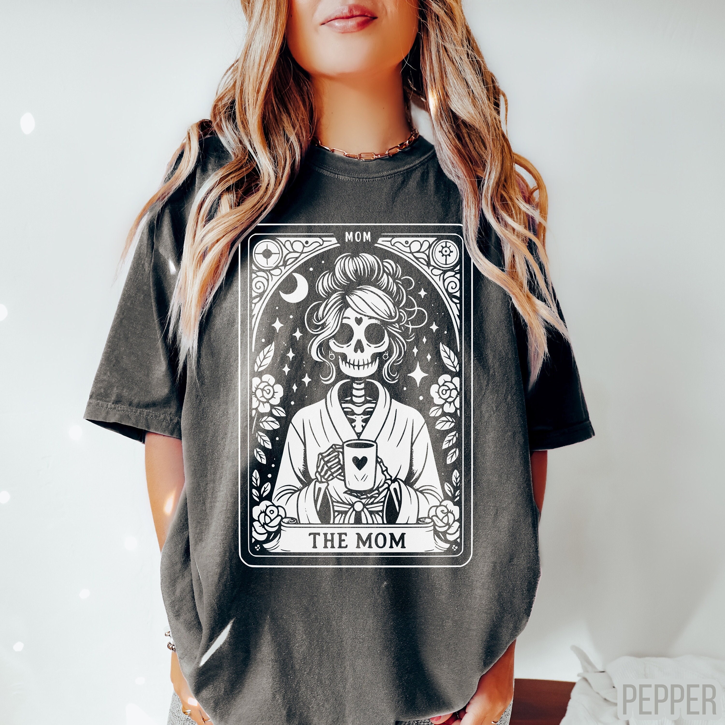 vintage skeleton mom tarot card shirt for coffee lovers unisex cute mom life t shirt unique gift for tarot enthusiasts rsaq1 scaled