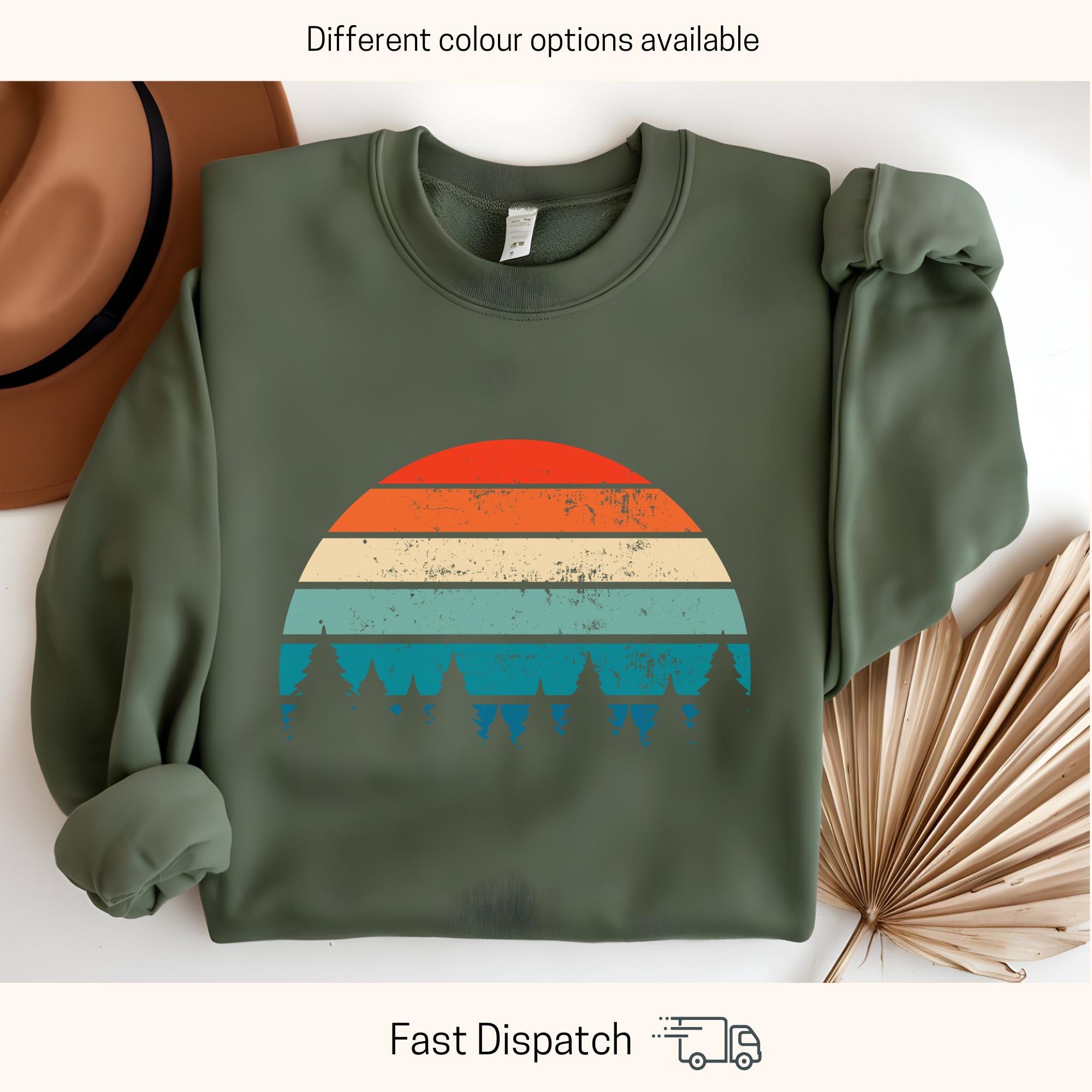 vintage sunset forest hoodie for nature lovers hiking apparel outdoor camp sweatshirt cottagecore style lifre