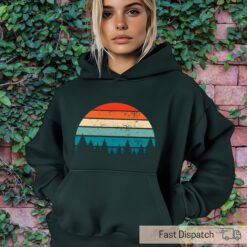 vintage sunset forest hoodie for nature lovers hiking apparel outdoor camp sweatshirt cottagecore style uiuwz