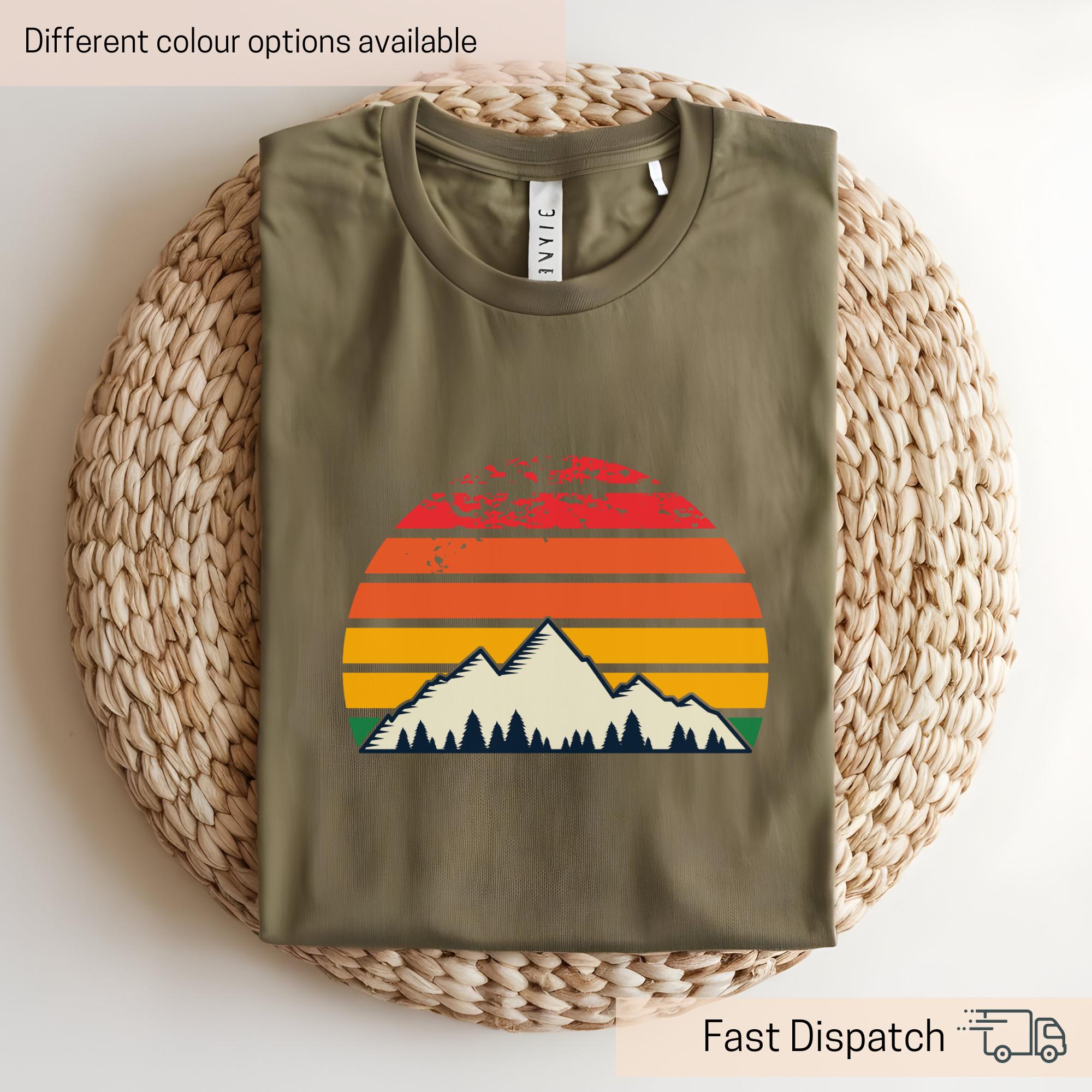 vintage sunset mountain shirt for nature lovers hiking and camping adventure tee cottagecore apparel lwbun