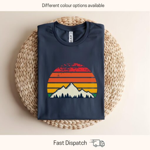 vintage sunset mountain shirt for nature lovers hiking and camping adventure tee cottagecore apparel nz2yq