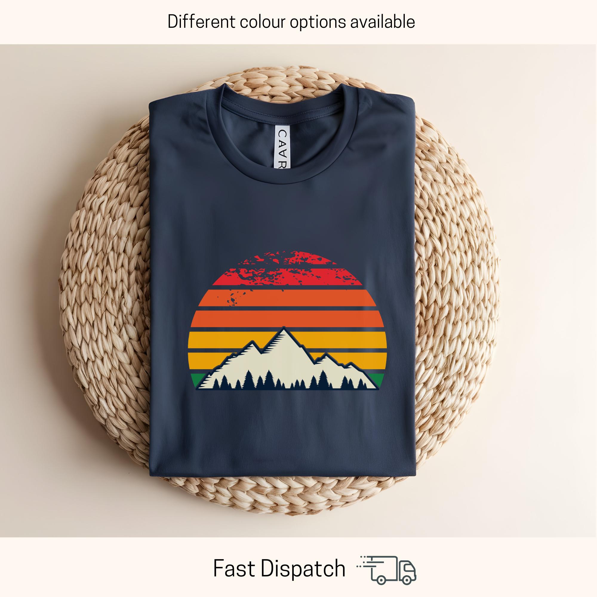vintage sunset mountain shirt for nature lovers hiking and camping adventure tee cottagecore apparel nz2yq