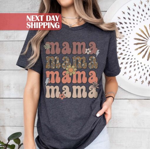 vintage western mom shirt with leopard print boho style for mothers day unique mama tee pwhuc