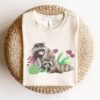watercolor raccoon shirt for animal lovers cute cottagecore floral tee spring clothing wildlife rescue gift aqsm3