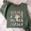 Western Mama Sweatshirt Crewneck Pullover Cowhide Cute Mom Shirt for Mothers Day Loungewear Announcement Outfit