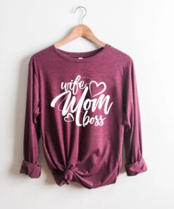 wife mom boss shirt for mothers day best mom ever trendy long sleeve t shirt gift for moms and moms to be qcxet