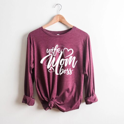 wife mom boss shirt for mothers day best mom ever trendy long sleeve t shirt gift for moms and moms to be