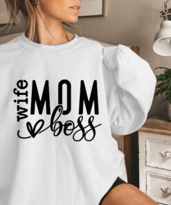 wife mom boss sweatshirt for mothers day cute mom life hoodie birthday gift for mom best mom ever apparel pmxfi