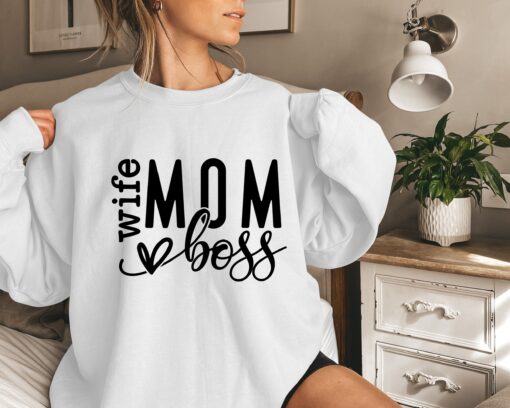 wife mom boss sweatshirt for mothers day cute mom life hoodie birthday gift for mom best mom ever apparel