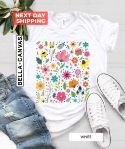 wildflower floral t shirt for women best friend gift mothers day shirt cute flower tee for spring and summer fashion wteyz