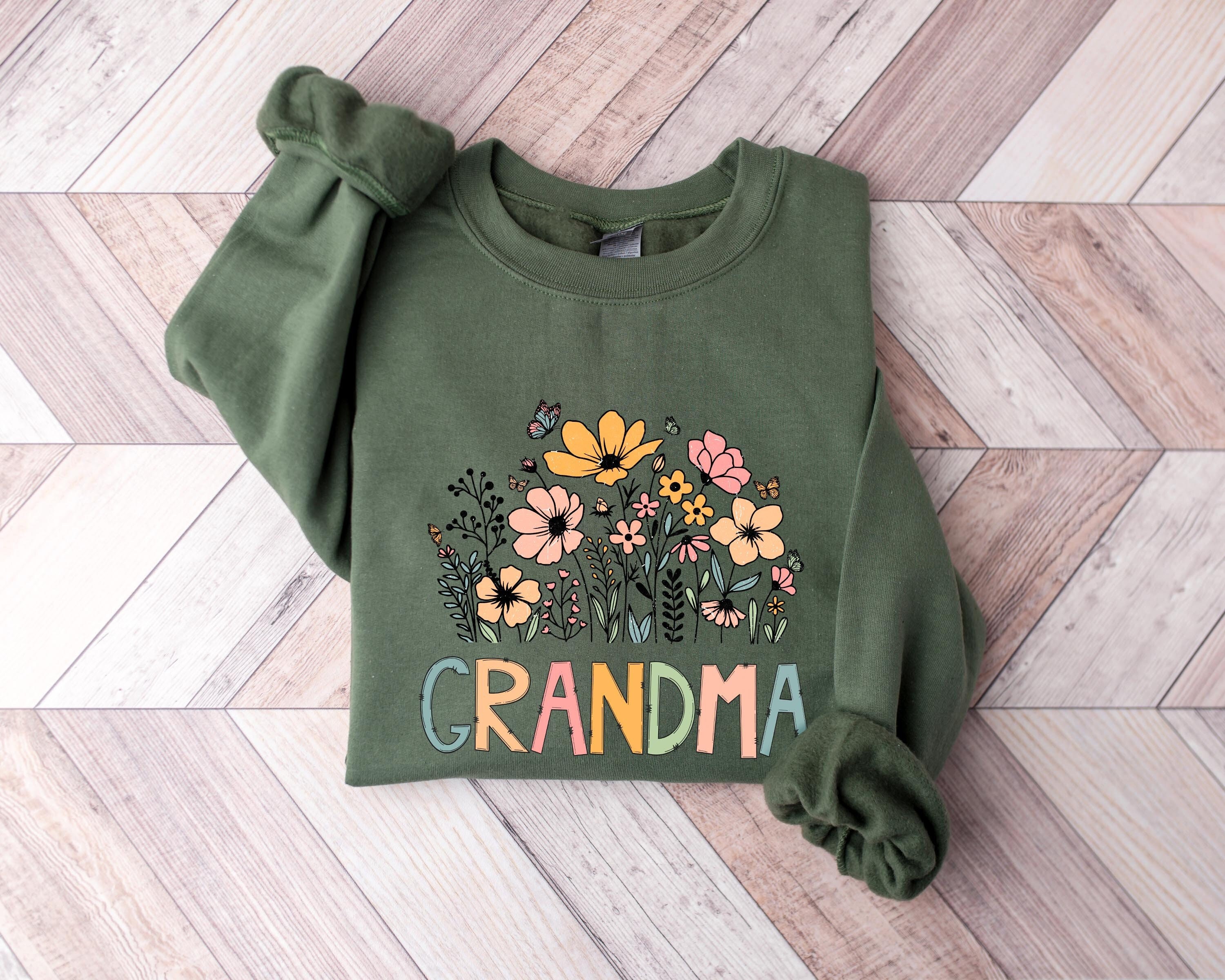 wildflower grandma sweatshirt floral design comfortable gift for grandmothers perfect for mothers day or everyday wear i3fom scaled