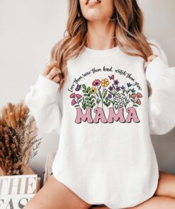 wildflower mama retro sweatshirt for moms love them raise them kind gardening gift plant lover tee p15wm