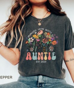 wildflowers aunt to be shirt established 2023 pregnancy announcement gift for best friend new aunt gifts lvtas