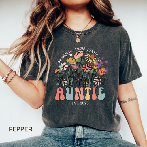 wildflowers aunt to be shirt established 2023 pregnancy announcement gift for best friend new aunt gifts lvtas