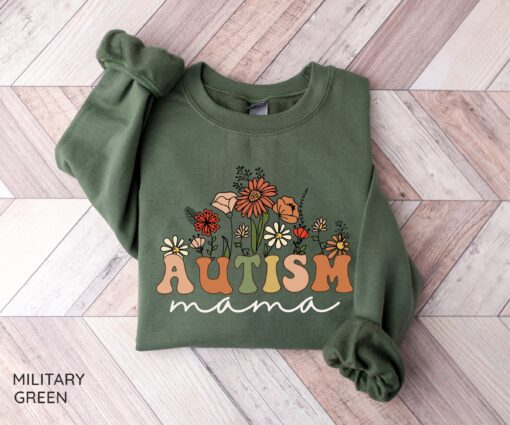 wildflowers autism mama sweatshirt for autism awareness neurodiversity mom shirt unique gift for autism moms ezhji
