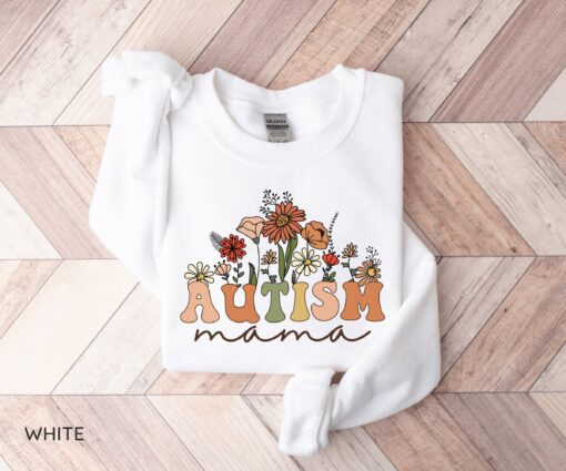 wildflowers autism mama sweatshirt for autism awareness neurodiversity mom shirt unique gift for autism moms tcbyn