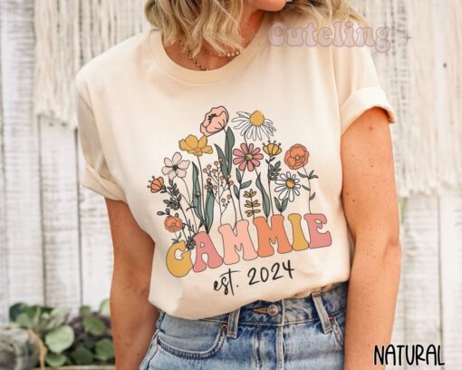 wildflowers gammie shirt est 2024 plus size grandma shirt for new grandmother pregnancy announcement gift