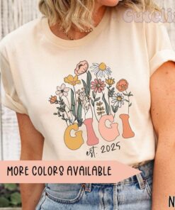 wildflowers gigi shirt established 2025 new grandma pregnancy announcement plus size top for expecting grandmothers xlcec