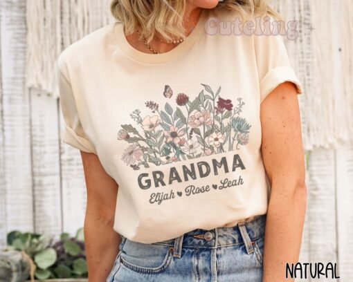 wildflowers grandma shirt est 2024 new grandmother gift pregnancy announcement cute grandma t shirt