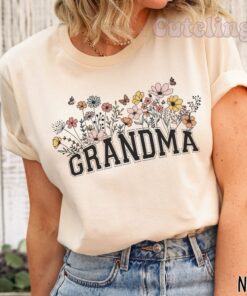 wildflowers grandma shirt established 2024 for new grandmother pregnancy announcement retro floral t shirt rlvfu