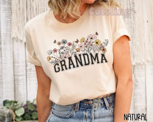 wildflowers grandma shirt established 2024 for new grandmother pregnancy announcement retro floral t shirt rlvfu
