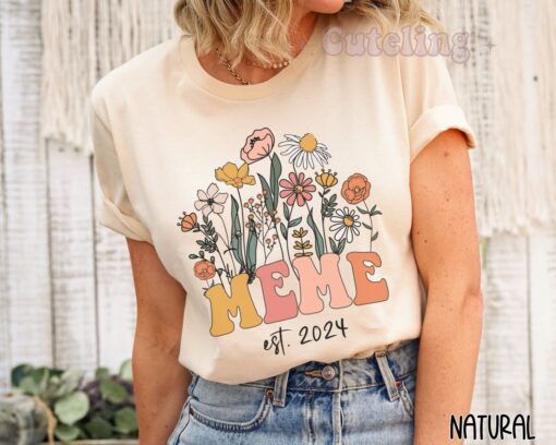 wildflowers grandma shirt mimi est 2024 funny meme shirt for new grandmother pregnancy announcement gift l8ehh