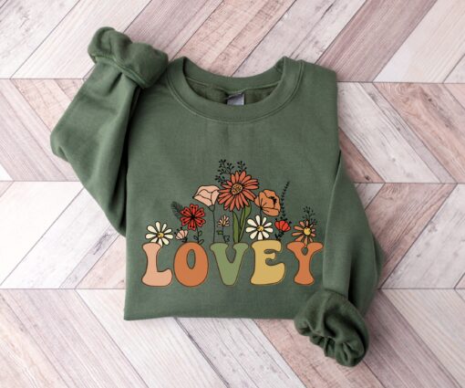 wildflowers lovey sweatshirt cute crewneck shirt for grandma mothers day gift personalized lovey sweater ar6cl