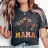 wildflowers mama shirt for new moms retro floral t shirt personalized mom est 2024 mothers day baby shower pregnancy gift 7bgvh