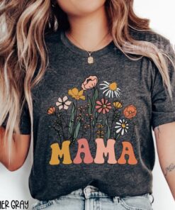 wildflowers mama shirt for new moms retro floral t shirt personalized mom est 2024 mothers day baby shower pregnancy gift 7bgvh