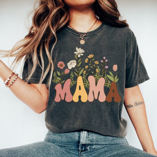 wildflowers mama shirt retro mom shirt floral pregnancy announcement mothers day shirts for women 23867