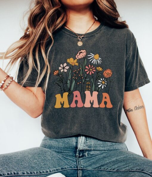 wildflowers mama shirt retro mom t shirt floral shirt for women best mom ever gift mothers day shirt for new moms kgtbf