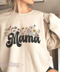 wildflowers mama sweatshirt for new moms retro style best mom ever shirt mothers day gift baby shower pregnancy gift 2023 v4sv7